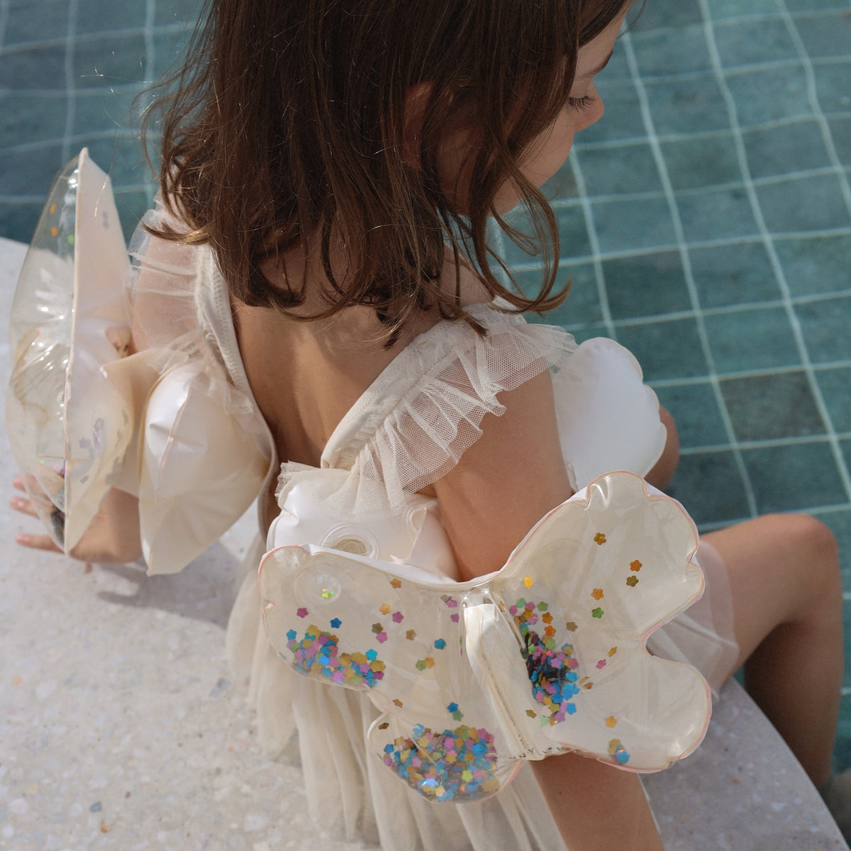Kids Inflatable Arm Bands Cotton Candy Glitter