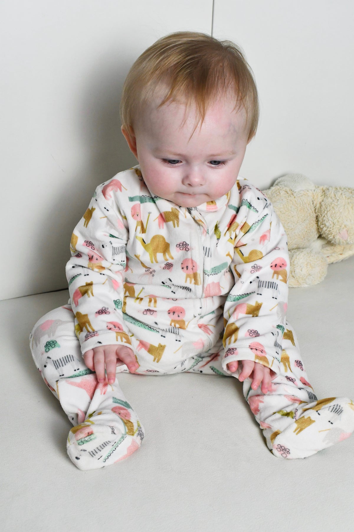 Pink Animal Forest 2-way zipper Fleece Onesie