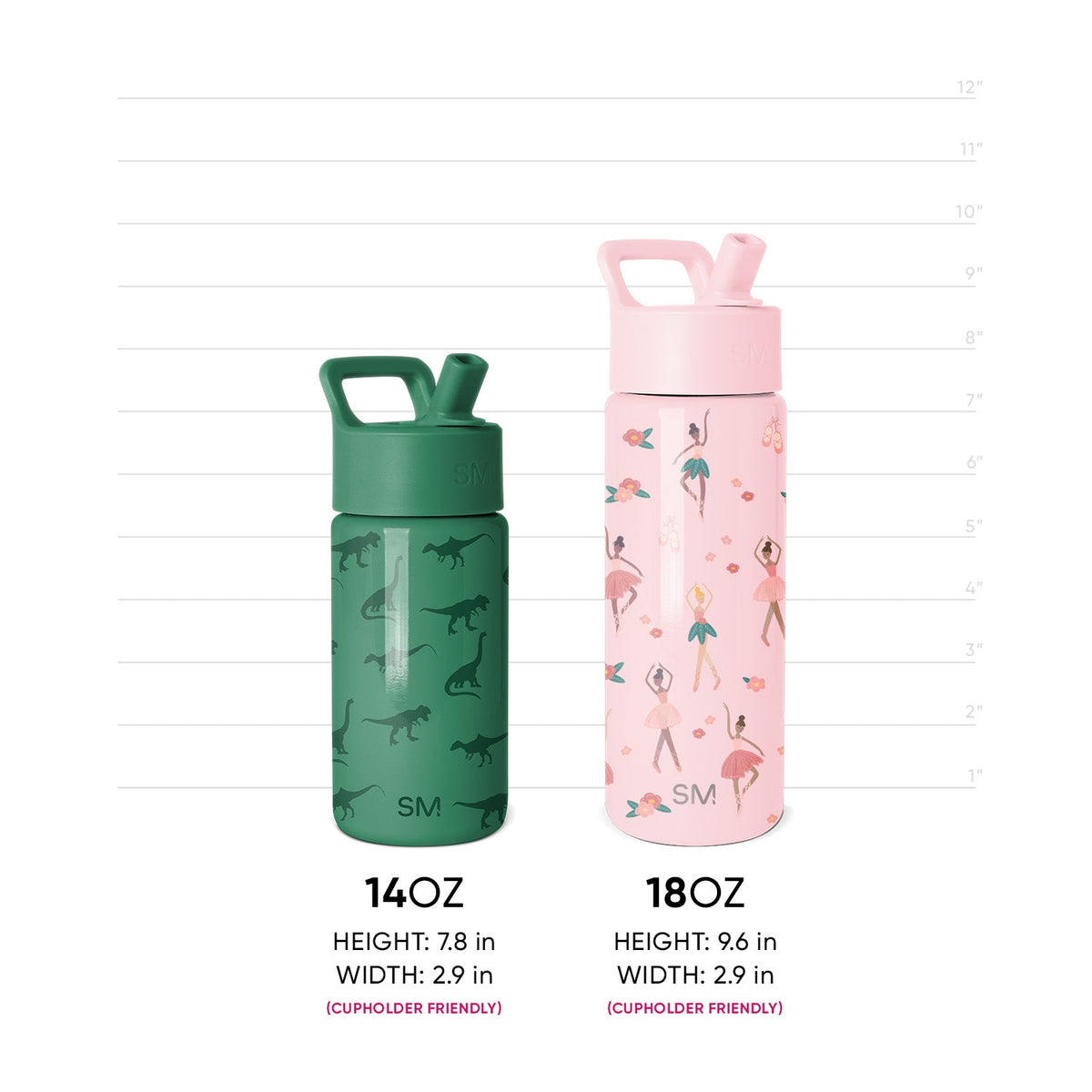 Summit Kids Water Bottle with Straw Lid, Sage Florals