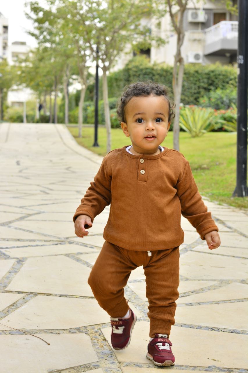Organic Ribbed Buttoned 2-piece set