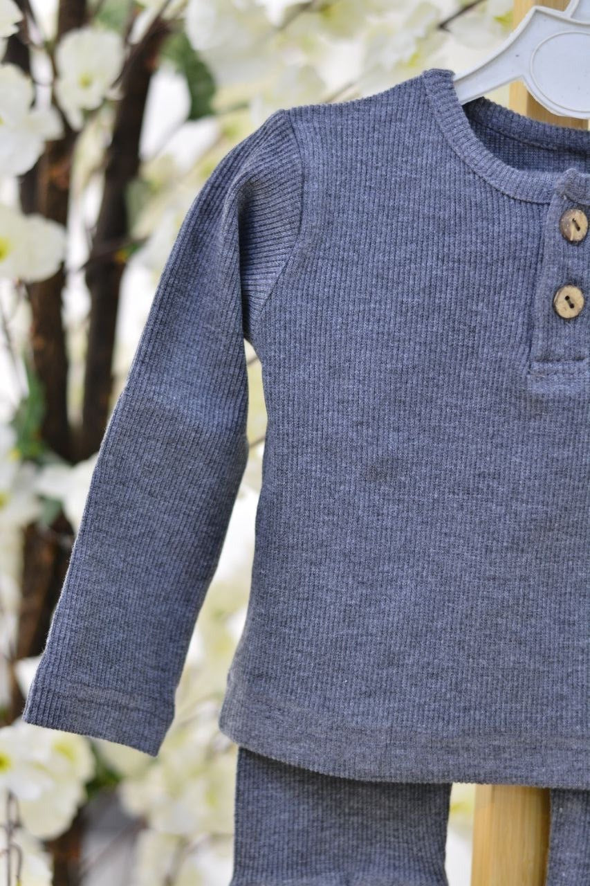 Organic Ribbed Buttoned 2-piece set